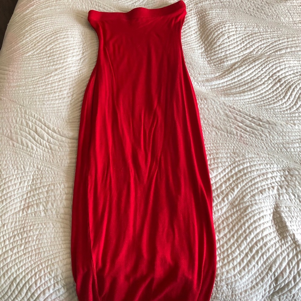 Strapless red dress